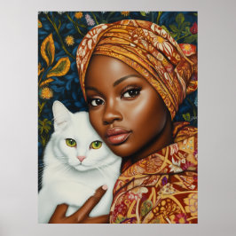 Póster Mujer elegante con gato