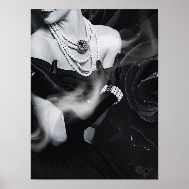 Póster Mujer elegante en Poster blanco y negro (Frente)