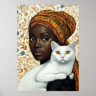 Póster Mujer elegante y gato