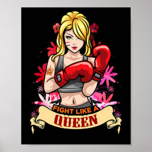 Póster Mujer Empoderada Fuerte Boxeo Kickboxing Chica Fit