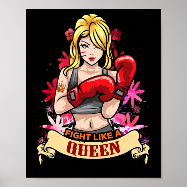 Póster Mujer Empoderada Fuerte Boxeo Kickboxing Chica Fit (Frente)
