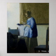 Mujer en azul leyendo una carta de Vermeer - Poste