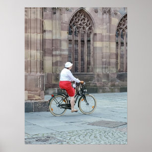 Póster mujer en bicicleta