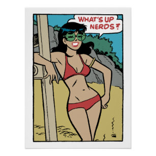 Póster Mujer en bikini de conejita de playa bronceada • ¿