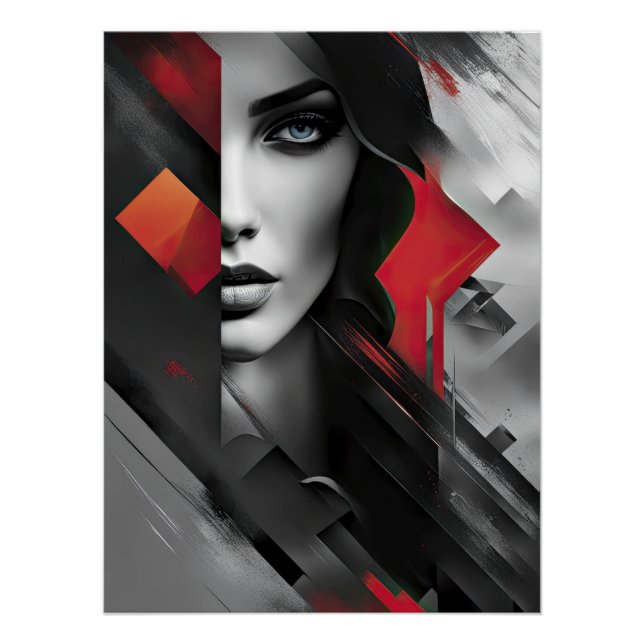 Póster Mujer en capas abstractas (Anverso)