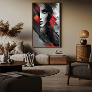 Póster Mujer en capas abstractas