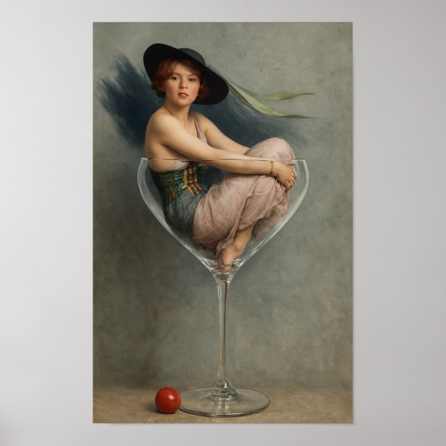Póster Mujer En Copa De Martini (Frente)