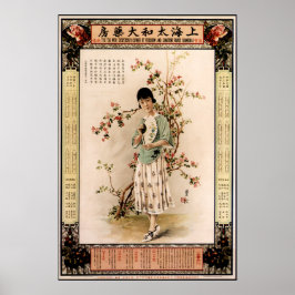 Póster Mujer en el calendario de la FARMACIA CHINA