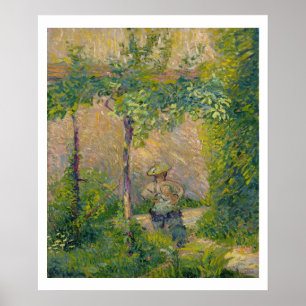 Póster Mujer en el jardín (aceite en lona)