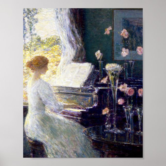 Póster Mujer en el piano por Childe Hassam (Frente)