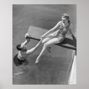 Póster Mujer en el tablero de salto