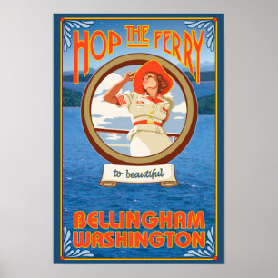 Póster Mujer en Ferry - Bellingham, Washington