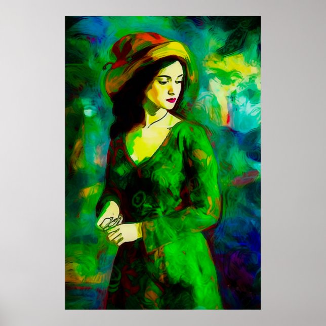 Póster Mujer en Gorra (Frente)