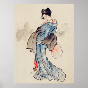 Póster Mujer en Kimono por Katsushika Hokusai (1760-1849)
