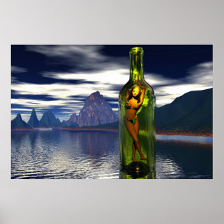 Póster mujer en la botella