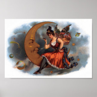 Póster Mujer en la luna