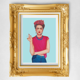 Póster Mujer en pintura al óleo de vaqueros azules