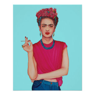 Póster Mujer en pintura al óleo de vaqueros azules