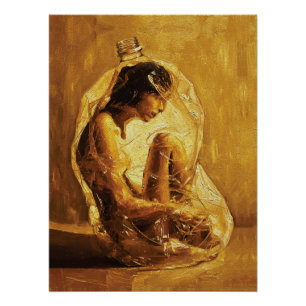 Póster Mujer en Plástico – Pintura al óleo