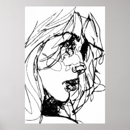 PÓSTER MUJER EN POSTER NEGRO Y BLANCO