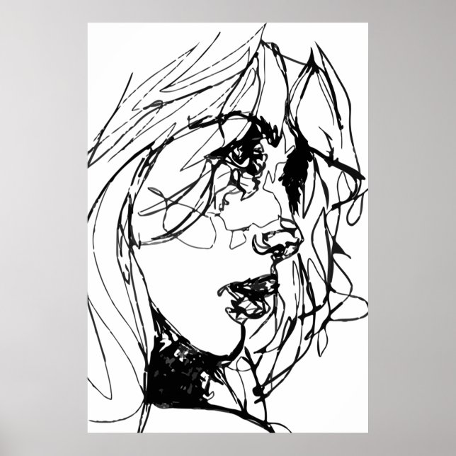 PÓSTER MUJER EN POSTER NEGRO Y BLANCO (Frente)