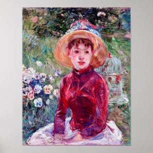 Póster Mujer en rojo, Berthe Morisot