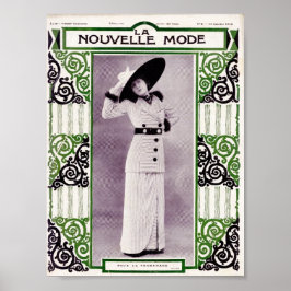 Póster Mujer en traje de falda a rayas en 1912