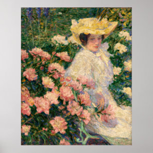 Póster Mujer en un jardín de flores
