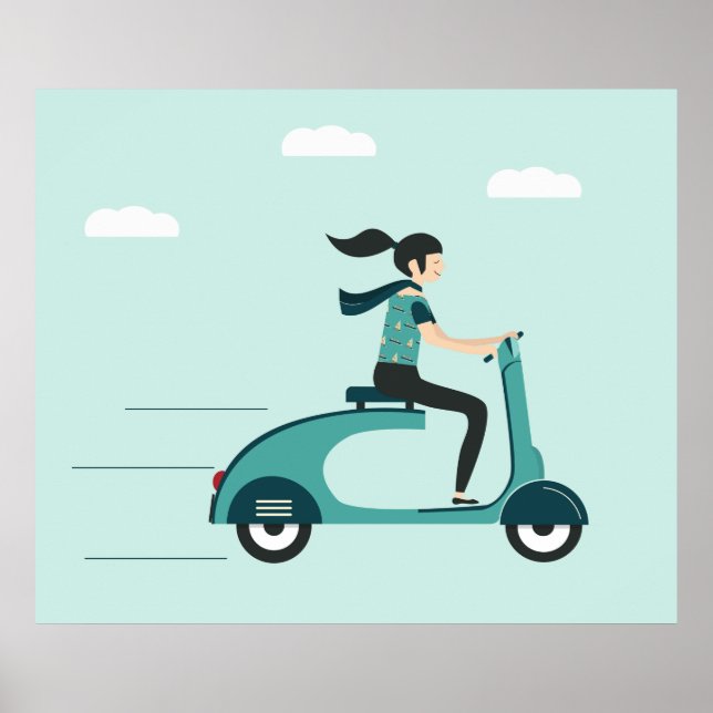 Póster Mujer En Un Scooter (Frente)