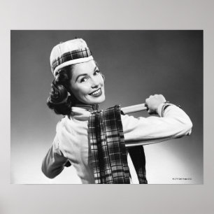 Póster Mujer en una gorra