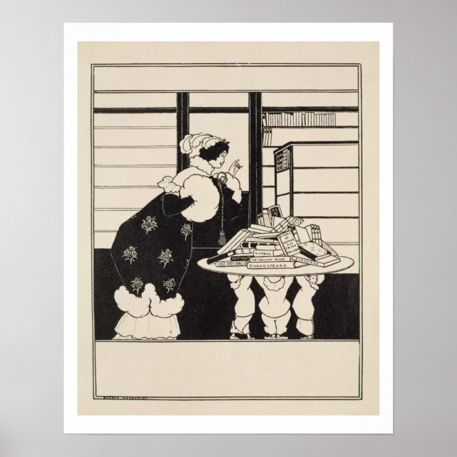 Póster Mujer en una librería, diseño para un co 'Libro Am (Frente)