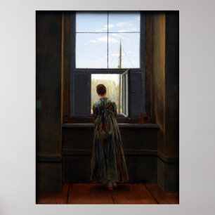 Póster Mujer en una ventana