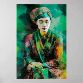 Póster Mujer en verde