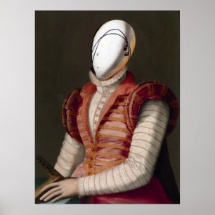 Póster MUJER EN VESTIDO ROSA Moda Disfraz Teatral