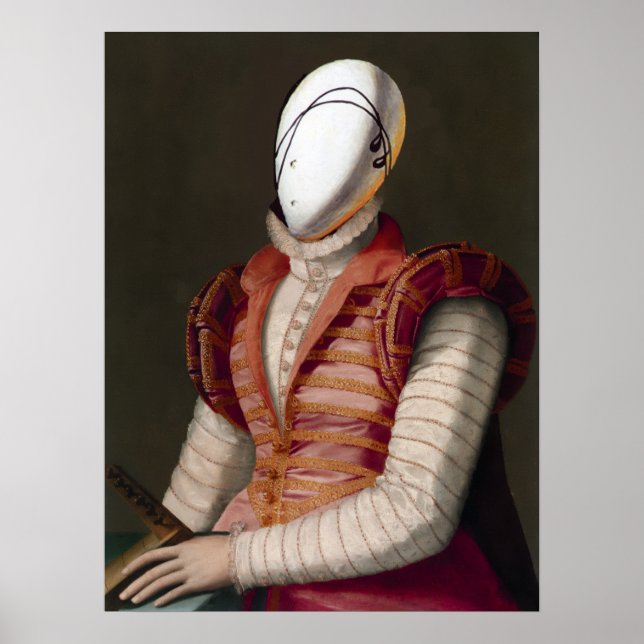 Póster MUJER EN VESTIDO ROSA Moda Disfraz Teatral (Frente)