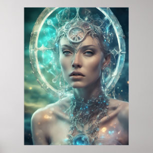 Póster Mujer Espacial Hermosa Scifi