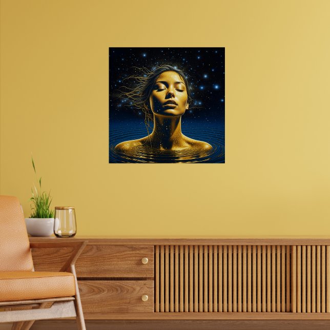 Póster Mujer espiritual en el agua bajo las estrellas (Salón 2)