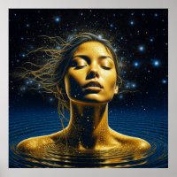 Mujer Etérea Meditando Bajo las Estrellas