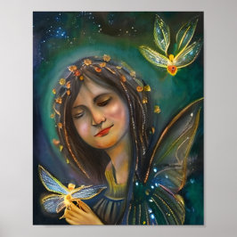 Póster Mujer etérea sosteniendo mariposas tipo Fairylike 