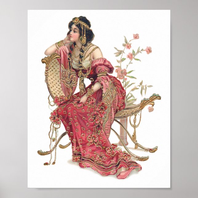 Póster Mujer exótica de Art Nouveau en traje ornato (Frente)