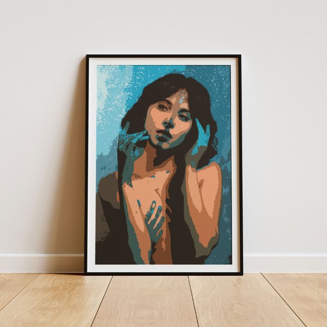 Póster Mujer expresiva en pintura de tonos azules (Subido por el creador)