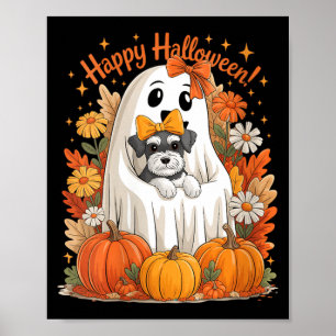 Póster Mujer fantasma sosteniendo perro Schnauzer miniatu