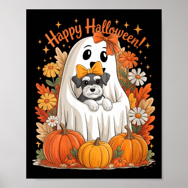 Póster Mujer fantasma sosteniendo perro Schnauzer miniatu (Frente)