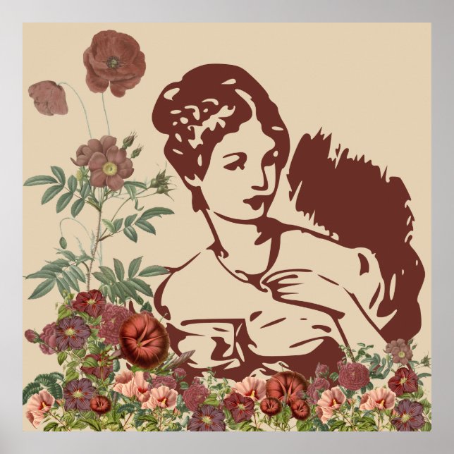 Póster Mujer Floral Vintage (Frente)