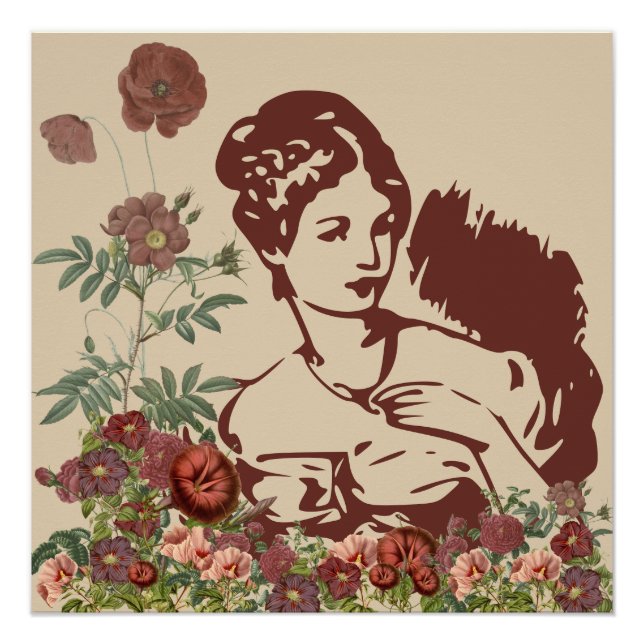 Póster Mujer Floral Vintage (Anverso)