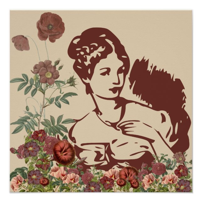 Póster Mujer Floral Vintage (Anverso)