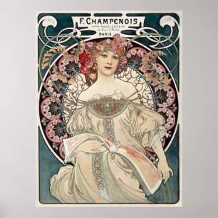 Póster Mujer francesa con flores