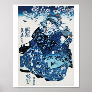 Póster Mujer geisya japonesa, Kuniyoshi, Ukiyo-e