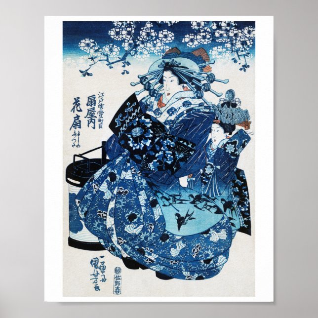 Póster Mujer geisya japonesa, Kuniyoshi, Ukiyo-e (Frente)