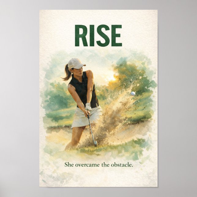 Póster Mujer golfista está jugando golf (Frente)